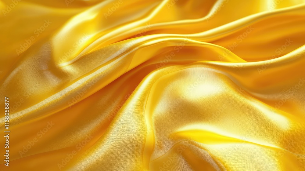 Poster silk fabric texture in rich yellow color ideal for backgrounds and design projects with smooth and e