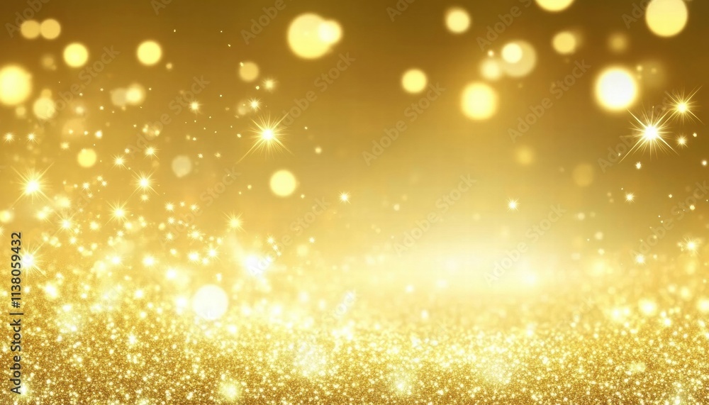 Poster shimmering golden background with bokeh lights creating a warm and festive atmosphere for celebratio