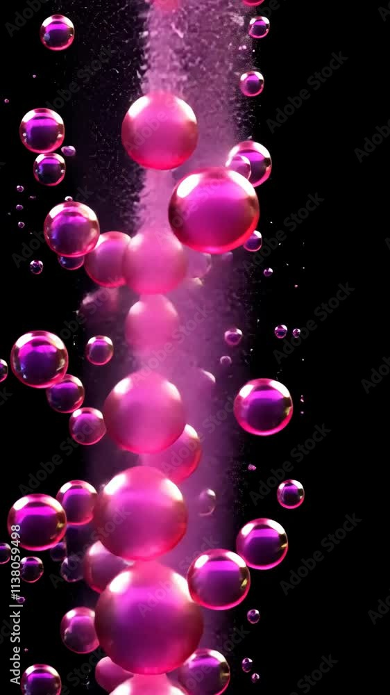 Aufkleber bubbles rise through dark liquid creating an enchanting display of pink colors and sparkling effects