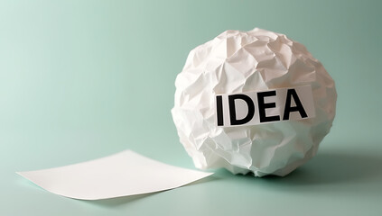 Combining a word idea with a paper ball creates a unique and innovative approach to brainstorming for creative business concepts._00001_