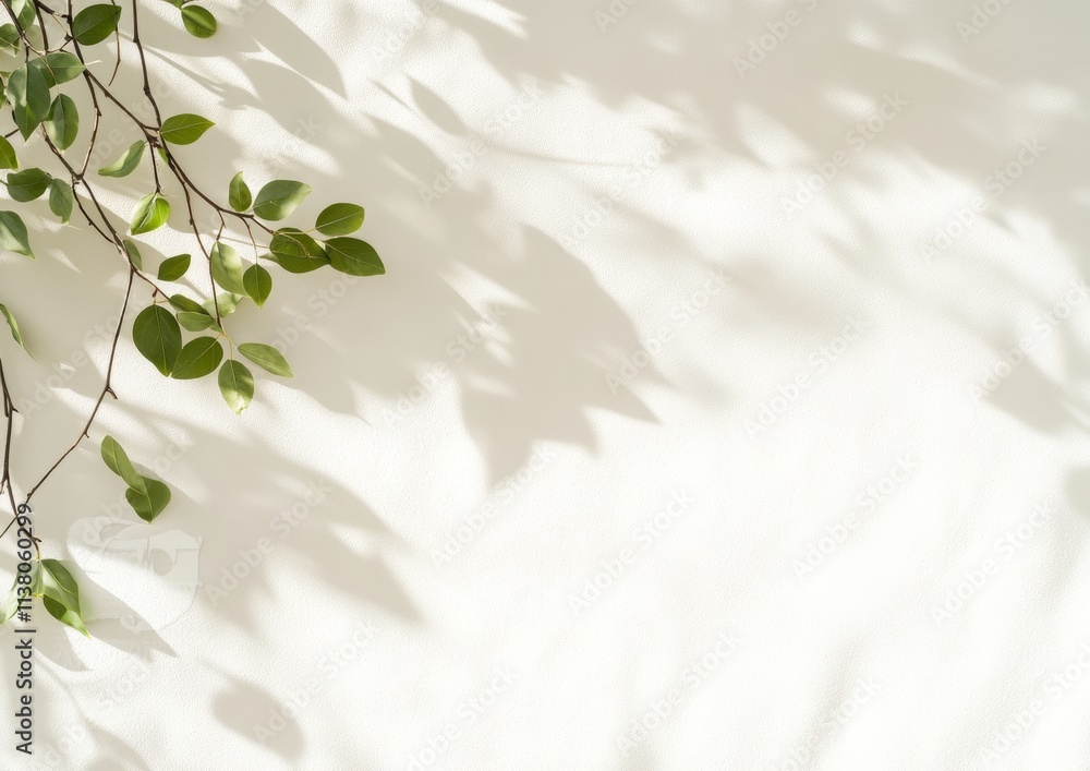 Leinwandbilder serenity in shadows leaf patterns on a luminous white background