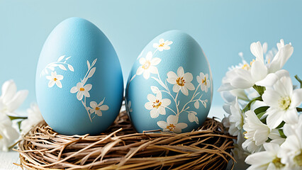 Fototapeta premium easter eggs in a nest