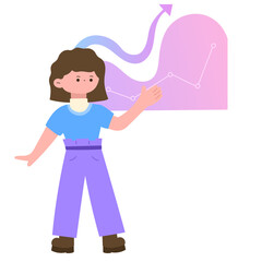 businesswoman presenting data analysis illustration flat design