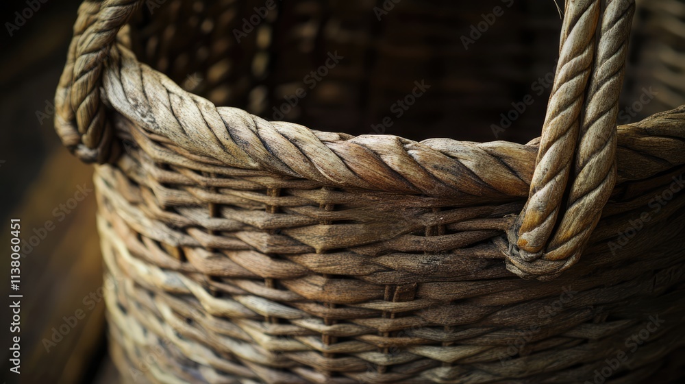 Aufkleber woven basket texture with handle rustic design for background or textile use close-up shot