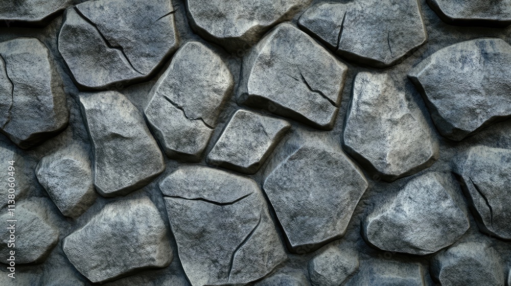 Poster textured stone wall with irregular shapes and cracks showcasing a rugged cement background for archi