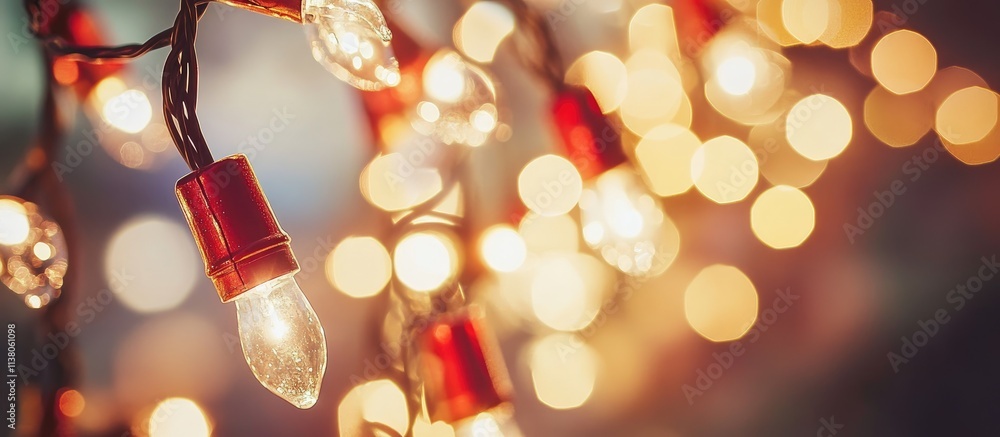 Poster warm and festive illumination with vintage lights creating a serene atmosphere for reflection and pr
