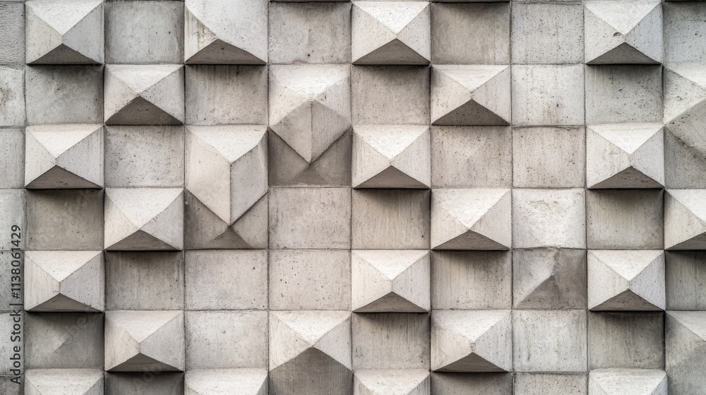 Poster geometric wall texture with three-dimensional recessed shapes showcasing a modern architectural desi
