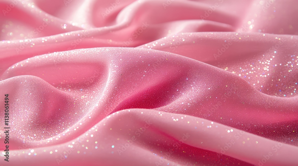 Poster pink textured fabric with metallic sequins shimmering in soft light ideal for elegant designs and cr