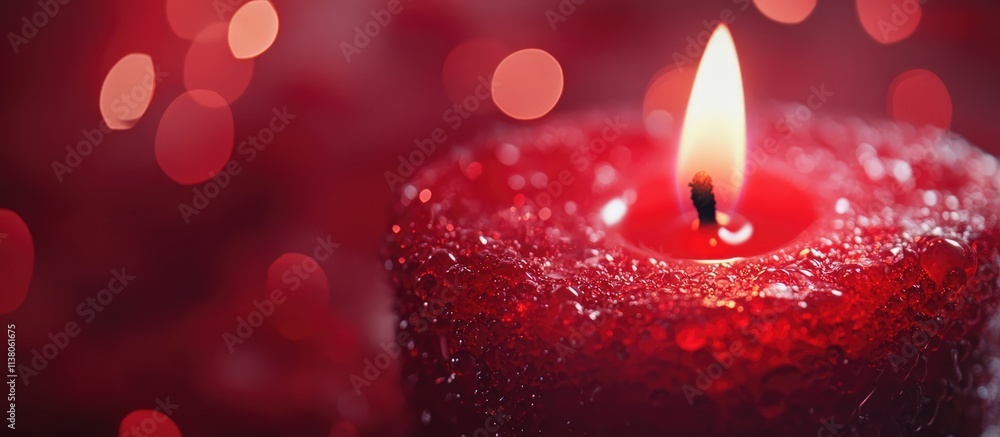 Poster red sparkler candle glowing softly against a blurred background creating a warm and inviting ambianc