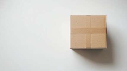 Small cardboard box with tape on a clean white background ideal for packaging or shipping concepts