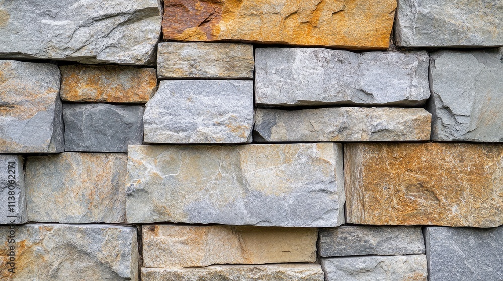 Poster natural stone wall texture with varying colors and shapes ideal for backgrounds in architecture and 