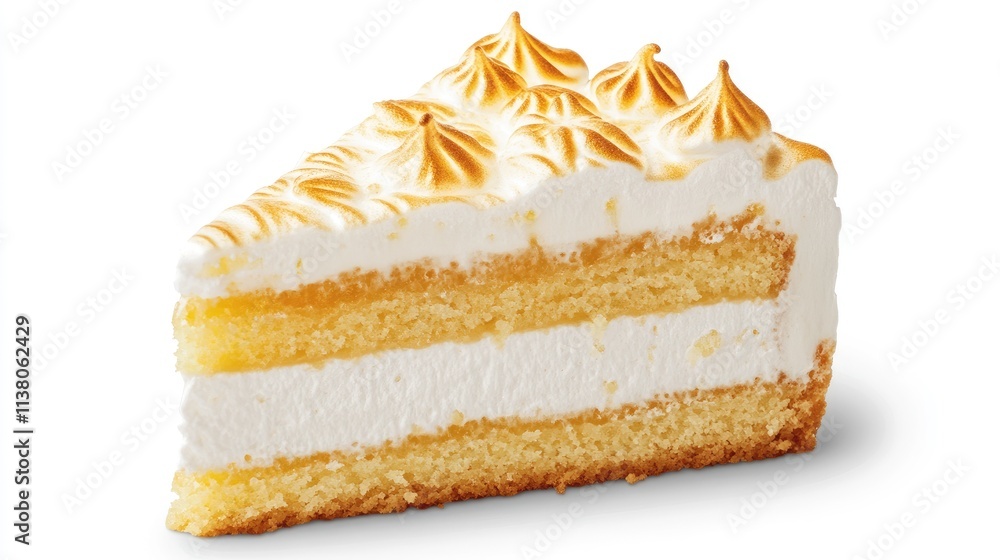 Aufkleber lemon meringue cake slice showcasing layers of lemon custard and fluffy meringue on top ideal for de