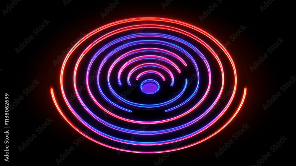 Poster 3d wifi wave light effect. abstract scan radar sensor sound signal technology digital sign. transpar
