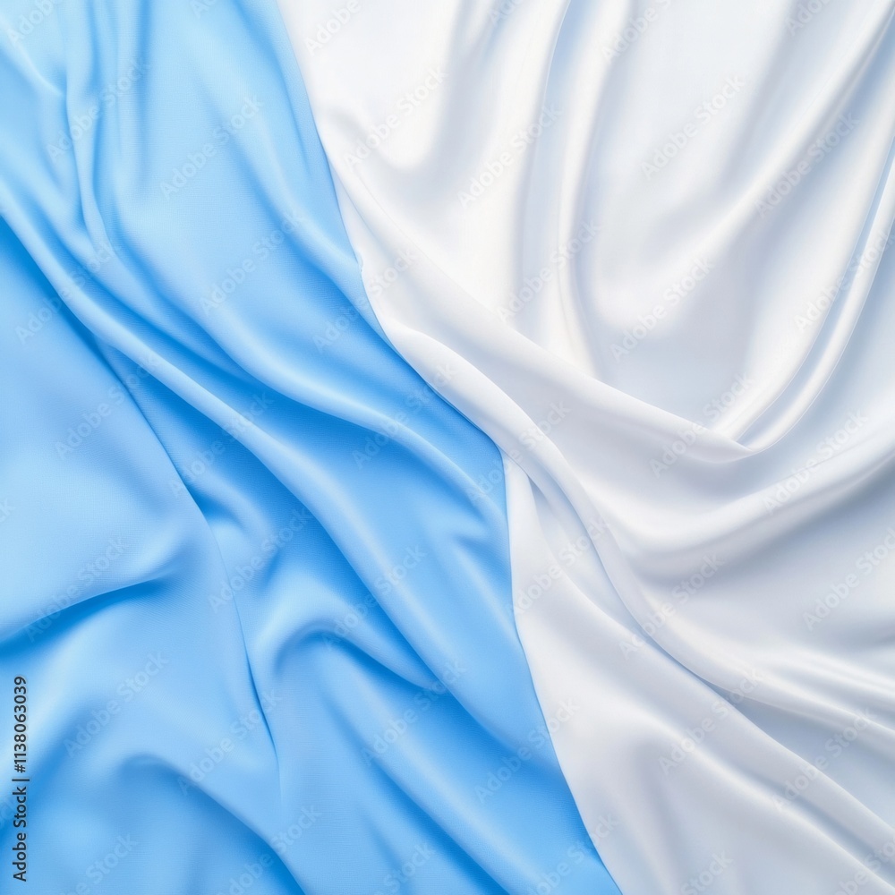 Poster Dynamic Movement of Blue and White Fabric Symbolizing Unity and Energy