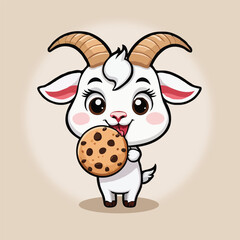 Cute Goat With Cookie