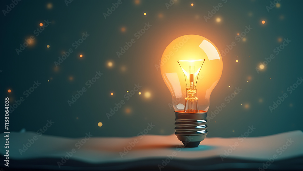 Poster bright ideas and performance concepts with a light bulb on a note enhance business development and h