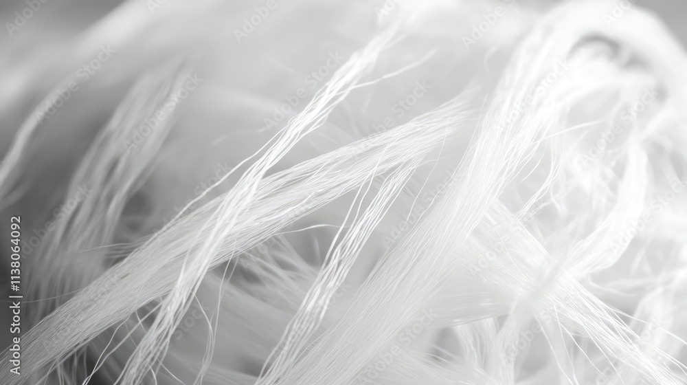 Poster white cotton filament texture close-up on soft background for textile design and fabric material con