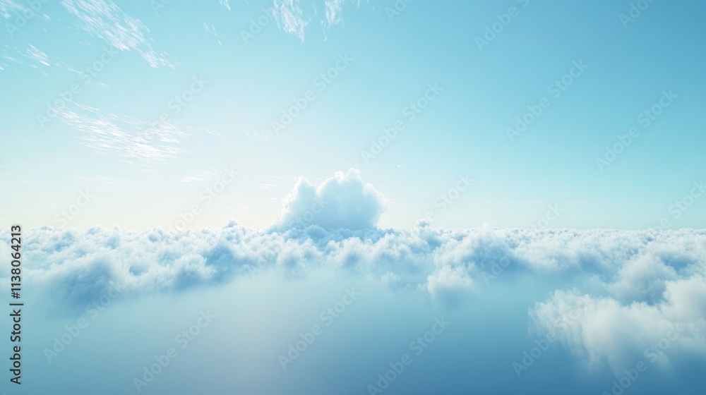 Poster serene sky gradient with a soft puff of cloud creating a tranquil and peaceful atmosphere above the 