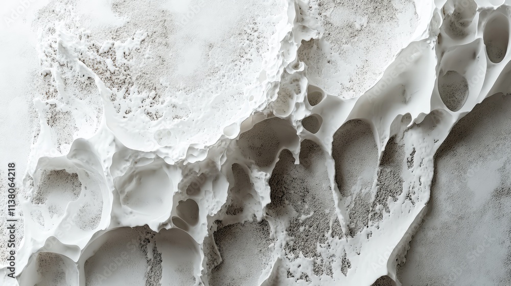 Poster abstract background of aged, textured white concrete with intricate patterns and imperfections creat