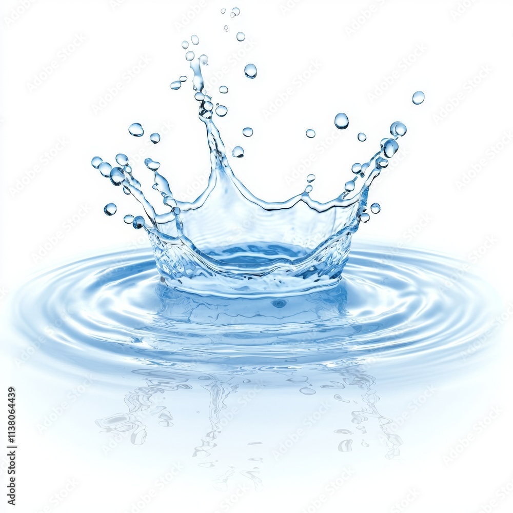 Poster a sparkling clear water splash, captured in a futuristic abstract 3d texture, isolated on a transpar
