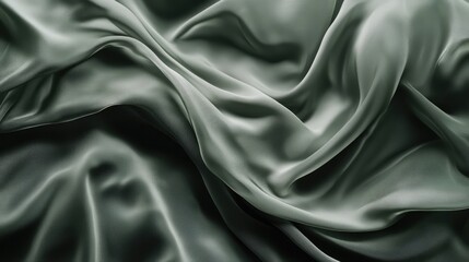 Obraz premium Luxurious green chiffon fabric texture with soft drape and elegant sheen ideal for fashion and design projects showcasing opulence.