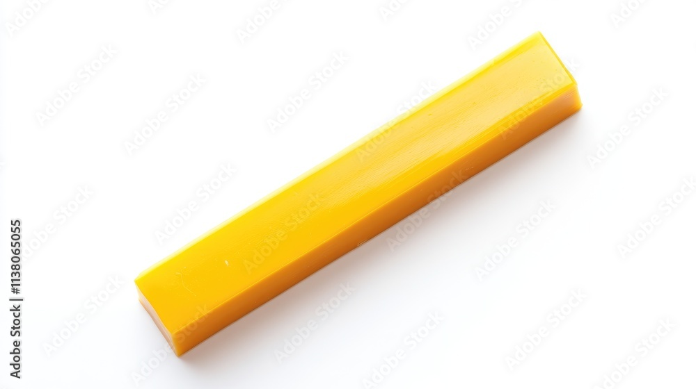 Poster sharp cheddar cheese stick on pristine white background showcasing texture and color perfect for cul