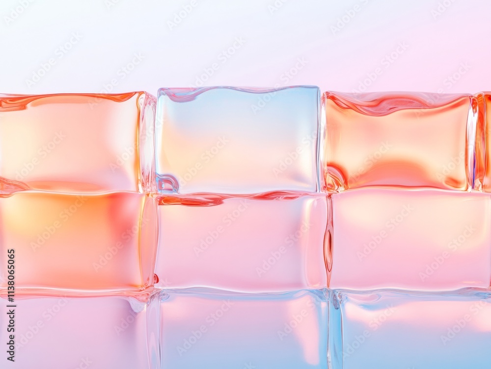 Poster translucent geometric patterns in soft pastel light