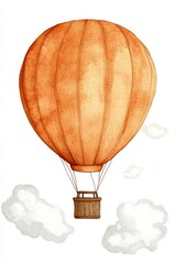Obraz premium A vibrant orange hot air balloon soaring through a white sky.