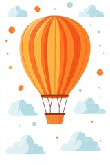 Fototapeta premium A vibrant orange hot air balloon soaring through a white sky.