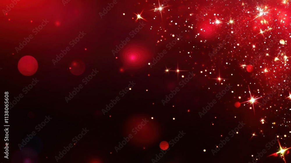 Poster radiant red background with shimmering sparkles, creating a vibrant and festive atmosphere for vario