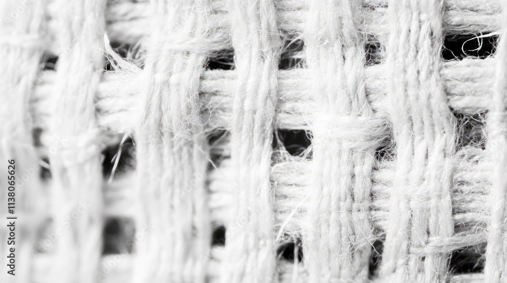 Poster textured white canvas fabric background with coarse weave for use in design and artistic projects
