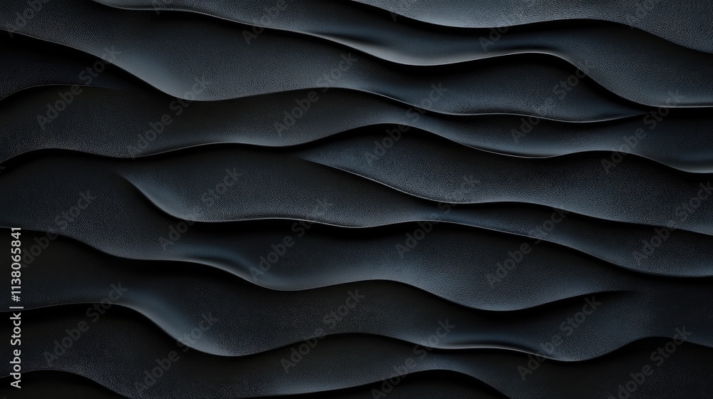 Poster elegant black textured background with smooth flowing waves creating a modern minimalist aesthetic f