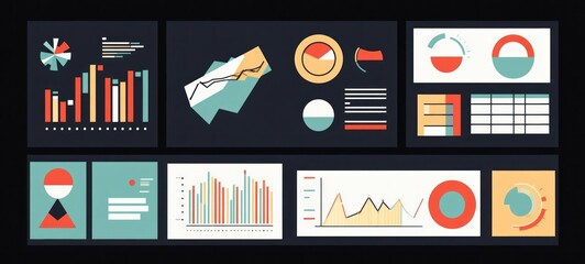 Business Data Visualization: Colorful Charts and Graphs Dashboard