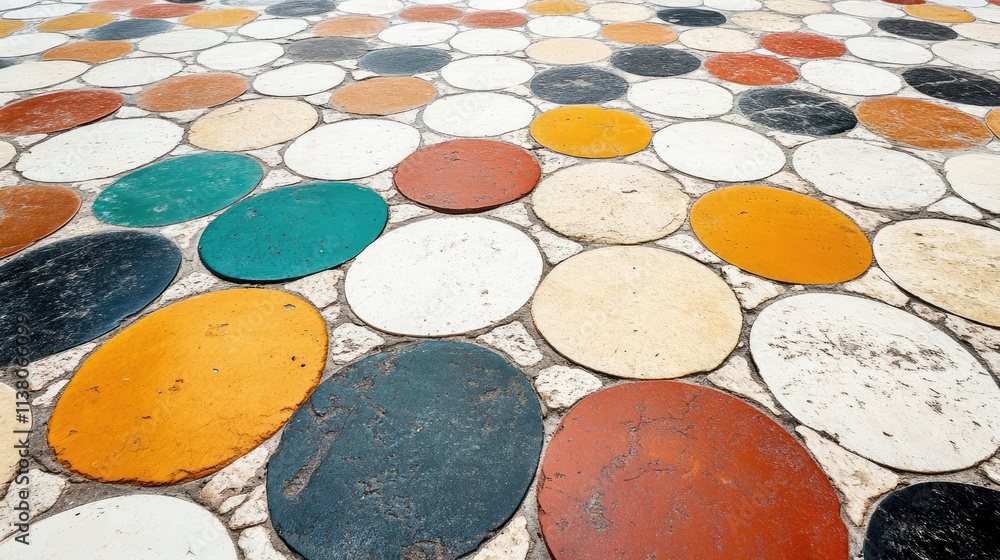 Poster colorful oval pebble floor texture pattern creating a vibrant decorative background ideal for artist