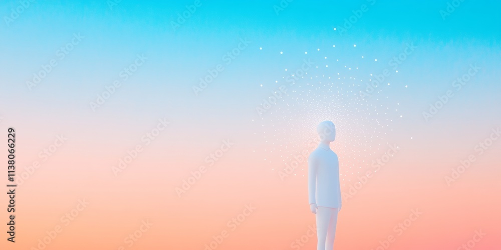 Aufkleber minimalist digital figure on gradient background symbolizing connectivity and cultural exchange
