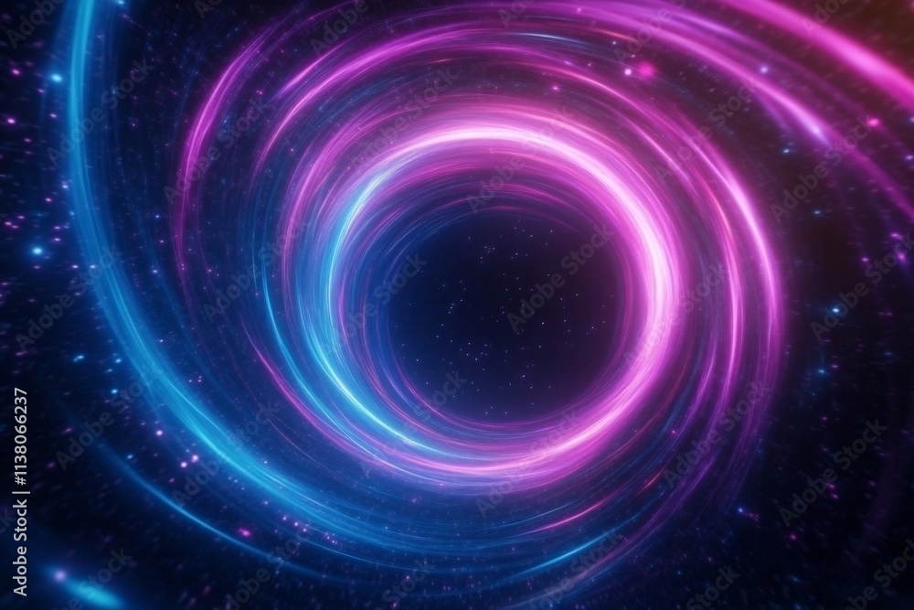 Poster surreal glowing vortex of vibrant light trails forming an otherworldly exploratory abstract space