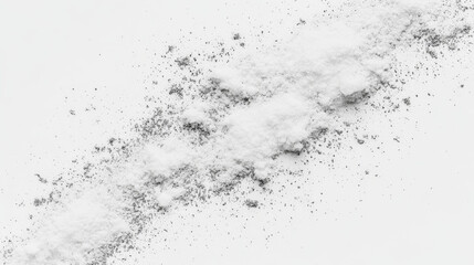 Sugar and salt powder, snow dust, white flour splashes. Texture of splatter of sand, salt crystal or sugar granules isolated on transparent background, vector realistic illustration