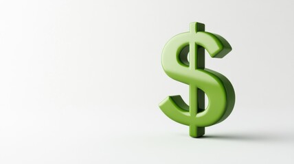 Obraz premium Minimalist green dollar sign icon a contemporary business concept in digital media and artistic perspective