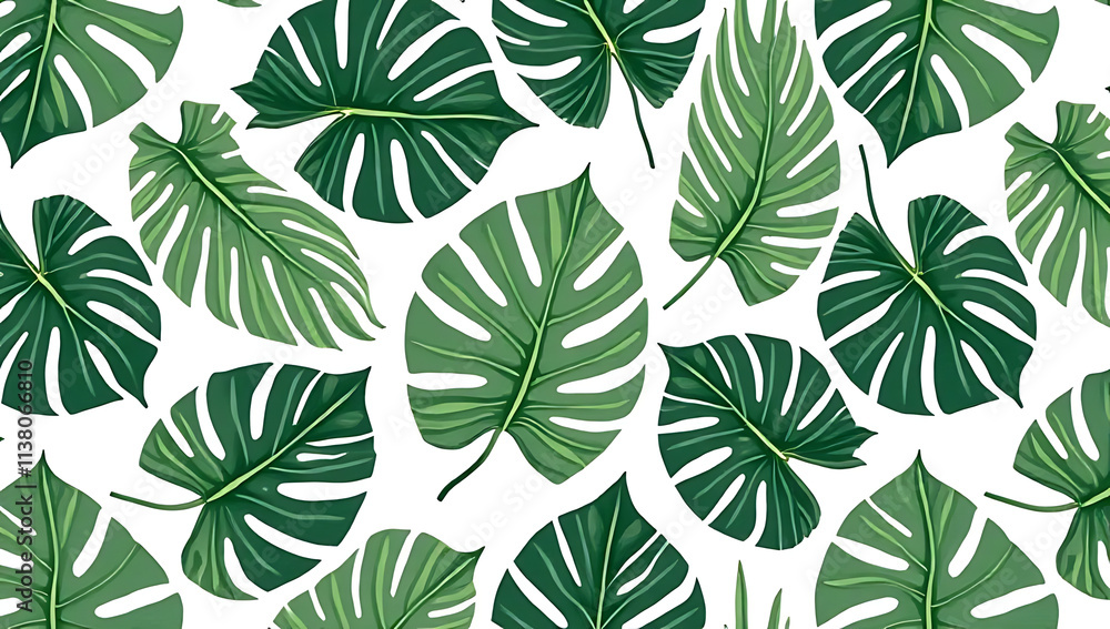 Poster beautiful monstera leaves with white color create a stunning tropical botanical pattern ideal for de