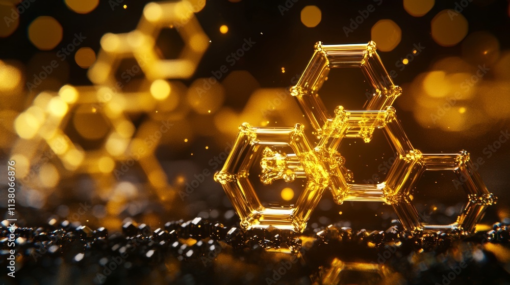 Aufkleber a hexagonal digital abstract background seen from above.
