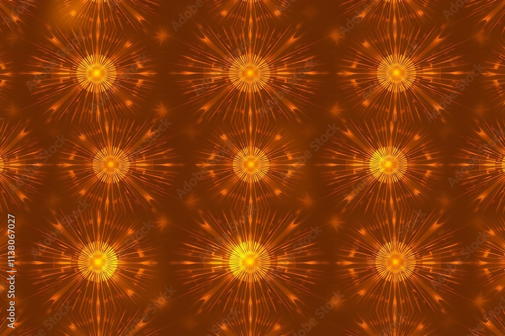 Poster golden radiance: abstract seamless pattern with an array of radiant, glowing orbs emanating a warm, 