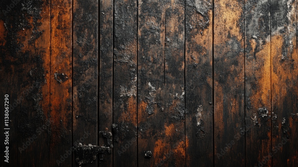 Poster rustic wooden background with weathered texture and dark tones for creative design and artistic proj