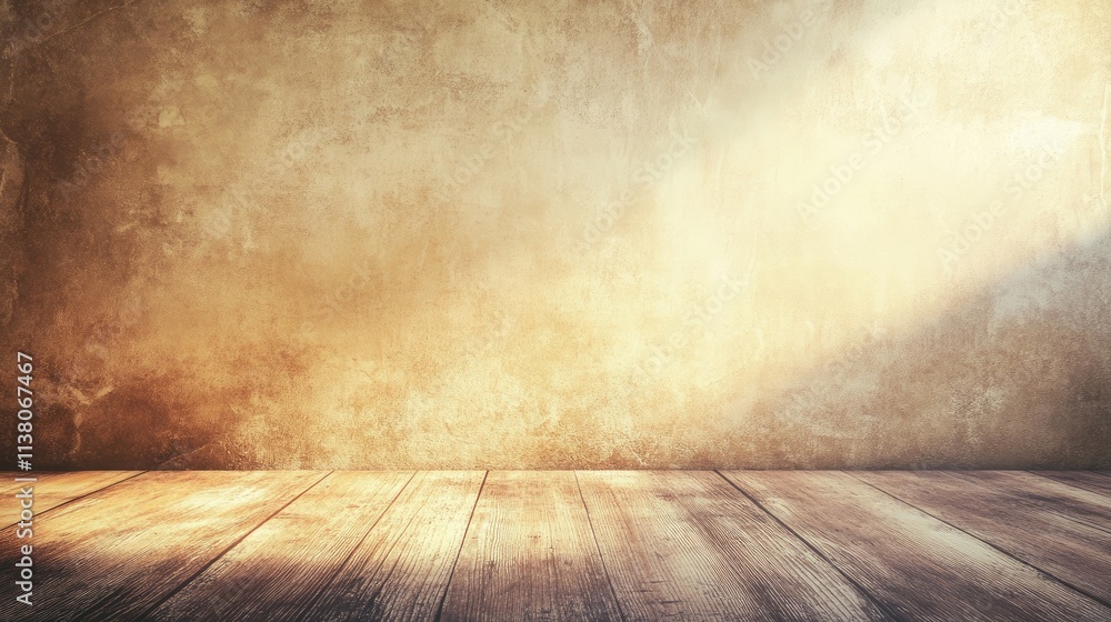 Poster textured warm backdrop with wooden floor ideal for presentations and creative design projects showca