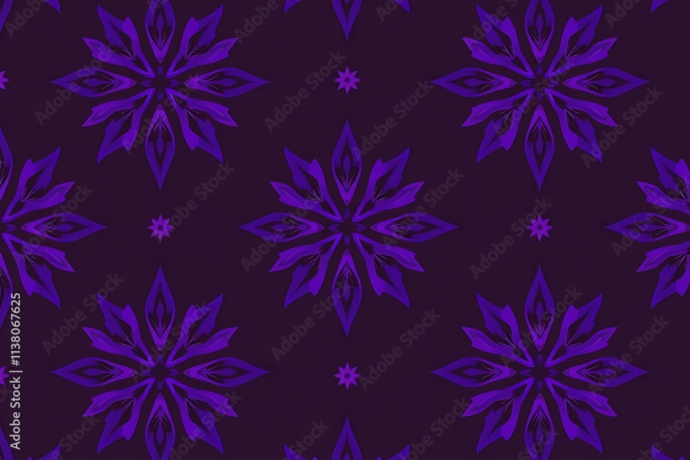Poster purple mandala pattern: intricate and mesmerizing, a repeating pattern of purple mandalas on a deep 