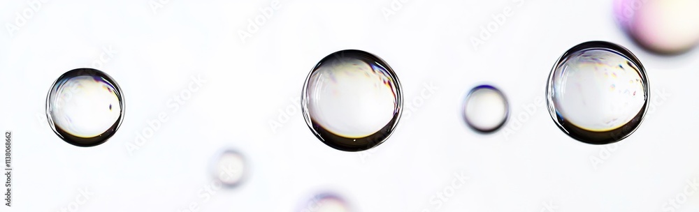 Poster a collection of bubbles. a three-dimensional soap bubble floating against a transparent background. 