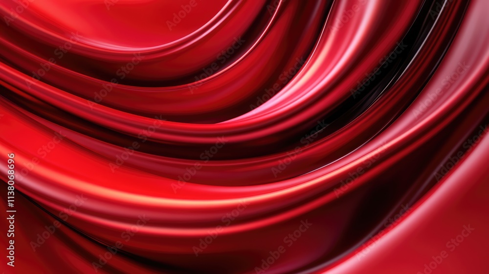 Poster elegant flowing red satin texture with smooth curves and rich color ideal for backgrounds and artist