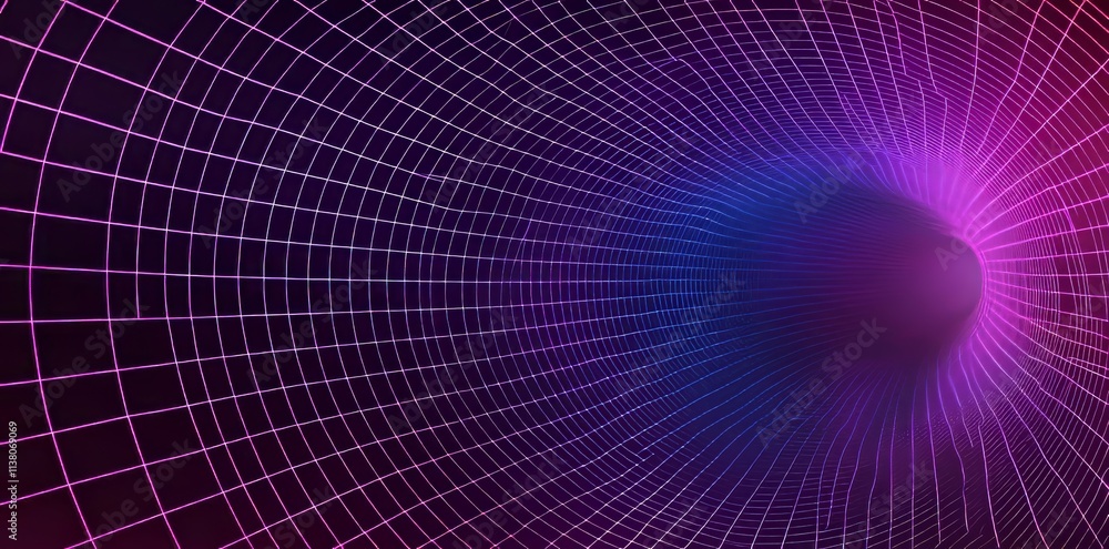 Poster a repeating sci-fi animation featuring a futuristic backdrop with lines and dots.