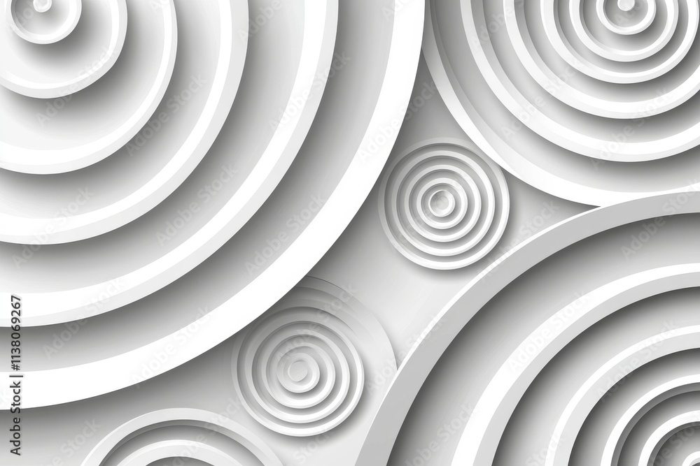 Poster abstract paper circle pattern on a silver textured background.