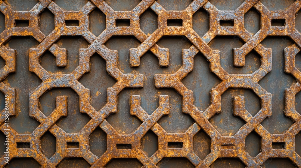 Poster rusty iron background pattern texture with geometric design for industrial and vintage style applica
