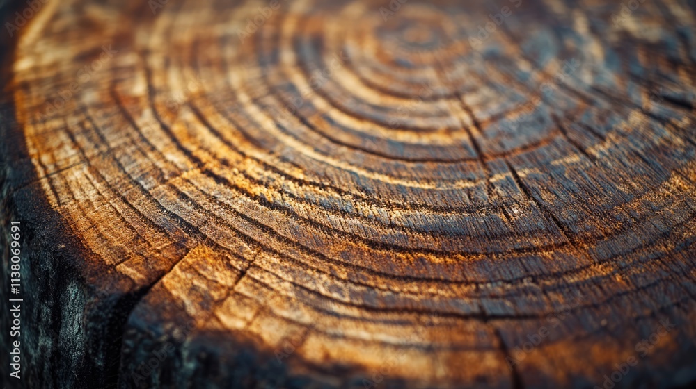 Poster close-up of rustic wood texture showcasing natural rings and grain patterns on a cutting board surfa